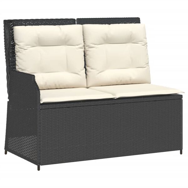 vidaXL 7 pcs conjunto lounge de jardim c/ almofad&otilde;es vime PE preto