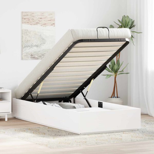 vidaXL Estrutura de Cama Ottoman com armazenamento Branco 80 x 200 cm
