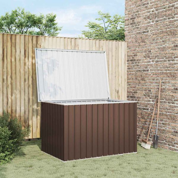 vidaXL Caixa de arruma&ccedil;&atilde;o para jardim 149x99x93 cm castanho