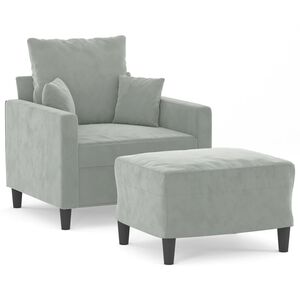 vidaXL Poltrona com apoio de p&eacute;s 60 cm veludo cinzento-claro
