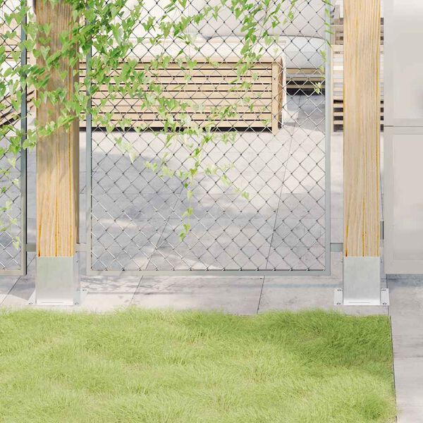 vidaXL Bases de poste quadradas 4 pcs prata 121x121mm aço galvanizado