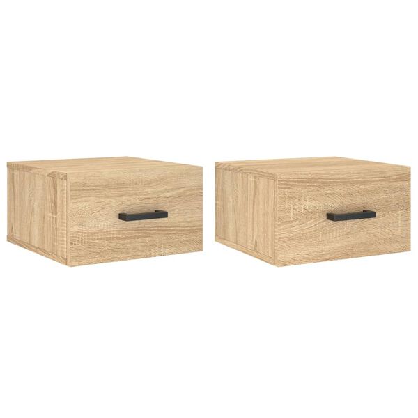 vidaXL Mesas de cabeceira parede 2 pcs 35x35x20 cm cor carvalho sonoma