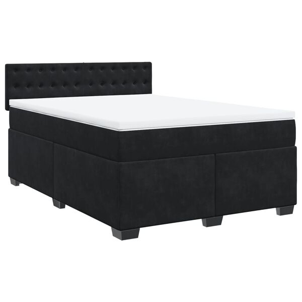 vidaXL Cama com molas/colch&atilde;o 140x190 cm veludo preto