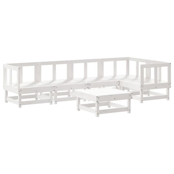 vidaXL 6 pcs conjunto lounge de jardim pinho maci&ccedil;o branco