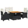 vidaXL 4 pcs conjunto de jardim p/ jardim c/ almofad&otilde;es vime PE preto