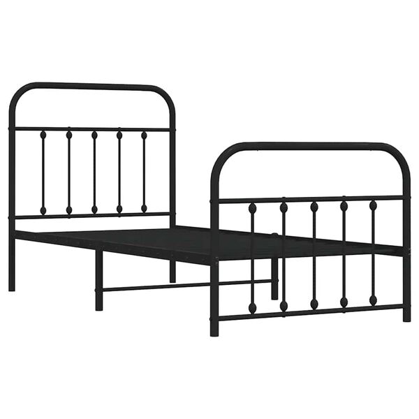 vidaXL Estrutura de cama com cabeceira e p&eacute;s 90x200 cm metal preto