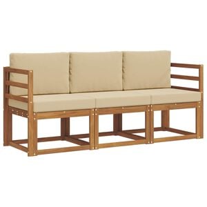 vidaXL Conjunto de Sof&aacute;s para Exterior 3 pcs Natural e Bege