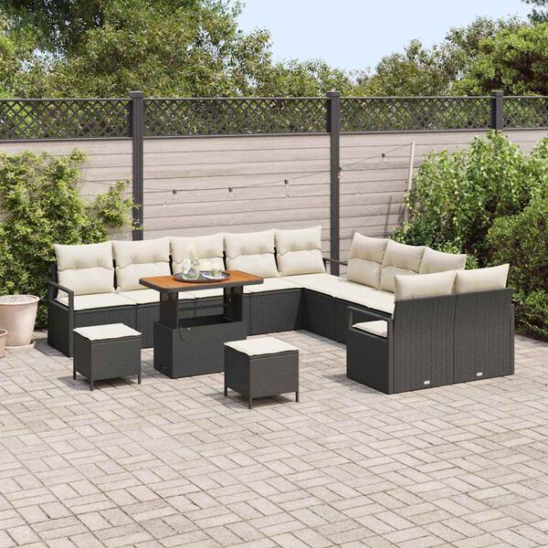 vidaXL Conjunto de Sof&aacute; de Jardim 13 pcs Preto Rattan Sint&eacute;tico