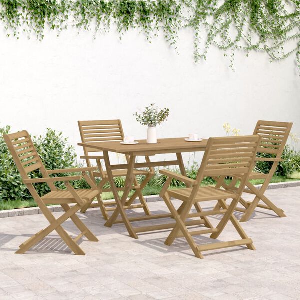 vidaXL Conjunto de jantar p/ jardim 5 pcs madeira de ac&aacute;cia maci&ccedil;a