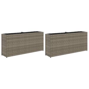 vidaXL Floreira de jardim com 2 vasos 2pcs 90x20x40cm vime PE cinzento