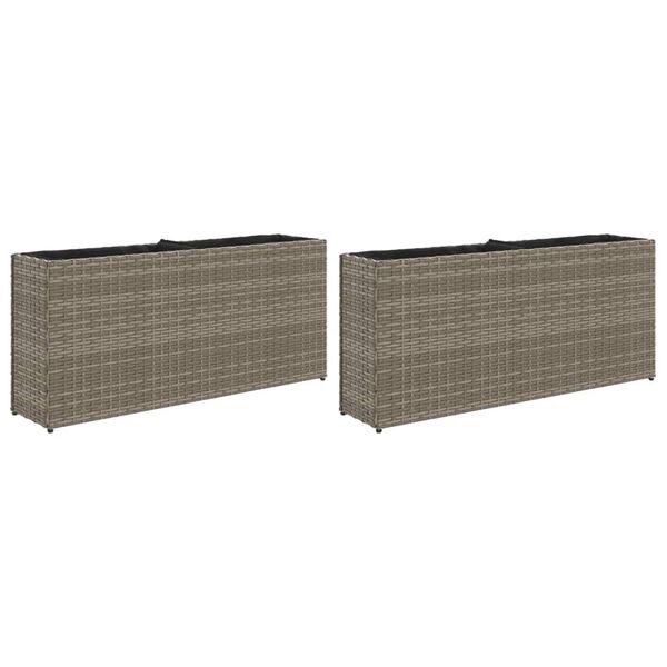 vidaXL Floreira de jardim com 2 vasos 2pcs 90x20x40cm vime PE cinzento