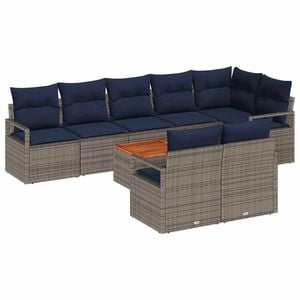 vidaXL Conjunto de Sof&aacute; de Jardim com almofada 9 pcs Cinzeto vime PE