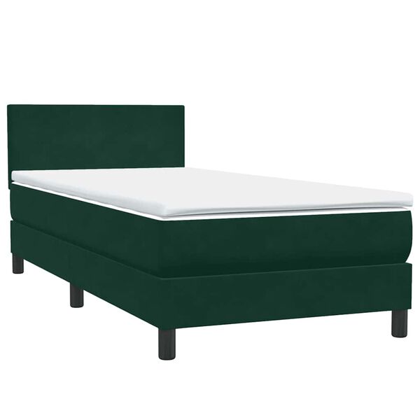 vidaXL Cama com molas/colch&atilde;o verde-escuro 80x220 cm veludo