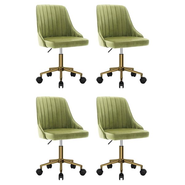 vidaXL Cadeiras de jantar girat&oacute;rias 4 pcs veludo verde-claro