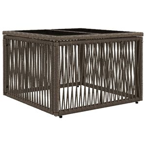 vidaXL Mesa de Jardim Cinza e Preto 55 x 55 x 37 cm Rattan PE e Vidro