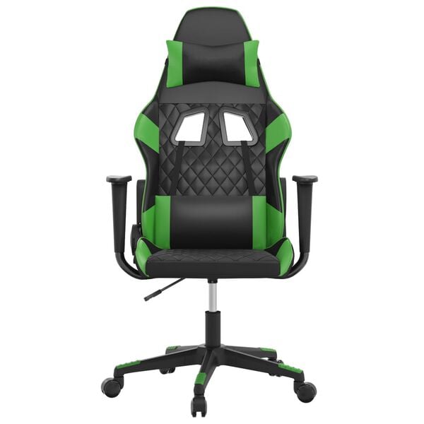 vidaXL Cadeira gaming couro artificial preto e verde