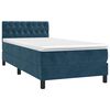 vidaXL Cama com molas/colch&atilde;o 90x190 cm veludo azul-escuro