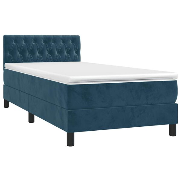 vidaXL Cama com molas/colch&atilde;o 90x190 cm veludo azul-escuro