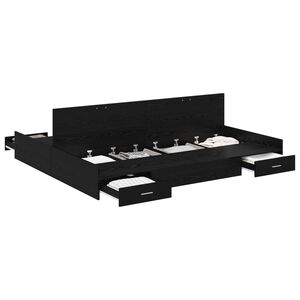 vidaXL Estrado de cama com arruma&ccedil;&atilde;o Carvalho Preto 200 x 200 cm