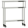 vidaXL Mesa trabalho cozinha c/ prateleira 110x30x120cm a&ccedil;o inoxid&aacute;vel