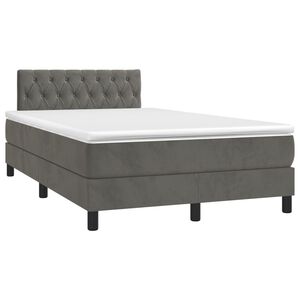 vidaXL Cama boxspring com colch&atilde;o 120x190 cm veludo cinzento-escuro