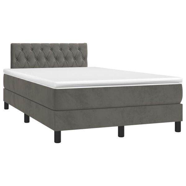 vidaXL Cama boxspring com colch&atilde;o 120x190 cm veludo cinzento-escuro