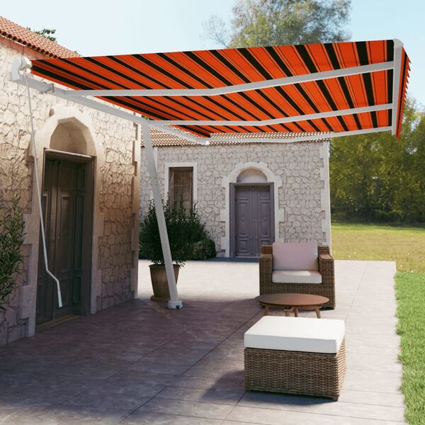 vidaXL Toldo retr&aacute;til manual independente 600x350cm laranja e castanho