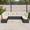 vidaXL Conjunto de Sof&aacute; de Jardim 5 pcs Preto e Creme Polirattan