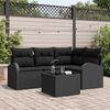 vidaXL Conjunto de Sof&aacute; de Jardim com almofada 5 pcs Preto vime PE
