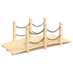 vidaXL Ponte jardim c/ corrim&otilde;es em corrente 150x67x56 cm abeto maci&ccedil;o