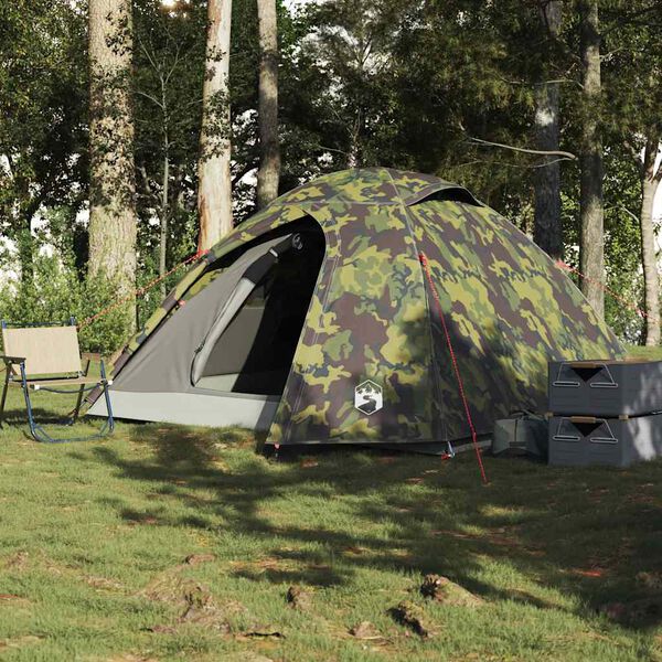 vidaXL Tenda de campismo c&uacute;pula p/ 4 pessoas imperme&aacute;vel camuflagem