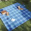 vidaXL Manta de piquenique dobrável 200x200 cm veludo xadrez azul