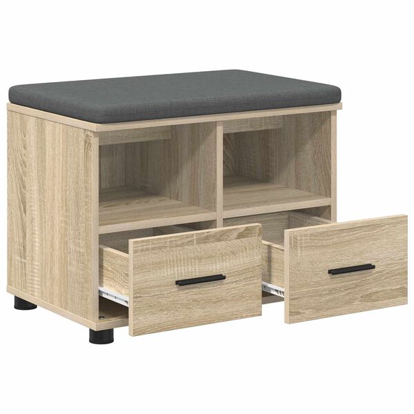 vidaXL Banco de Hall com almofada Carvalho Sonoma 60 x 38 x 46 cm