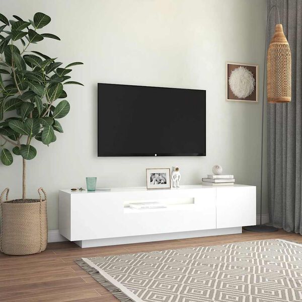 vidaXL M&oacute;vel de TV com luzes LED 160x35x40 cm branco