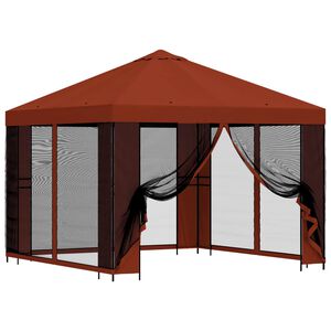 vidaXL Gazebo de Jardim com Laterais 3 x 3 m Terracota Poli&eacute;ster e A&ccedil;o