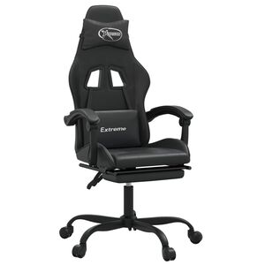 vidaXL Cadeira gaming girat&oacute;ria c/ apoio p&eacute;s couro artificial preto