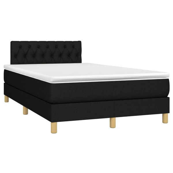 vidaXL Cama box spring c/ colch&atilde;o e LED 120x200 cm tecido preto