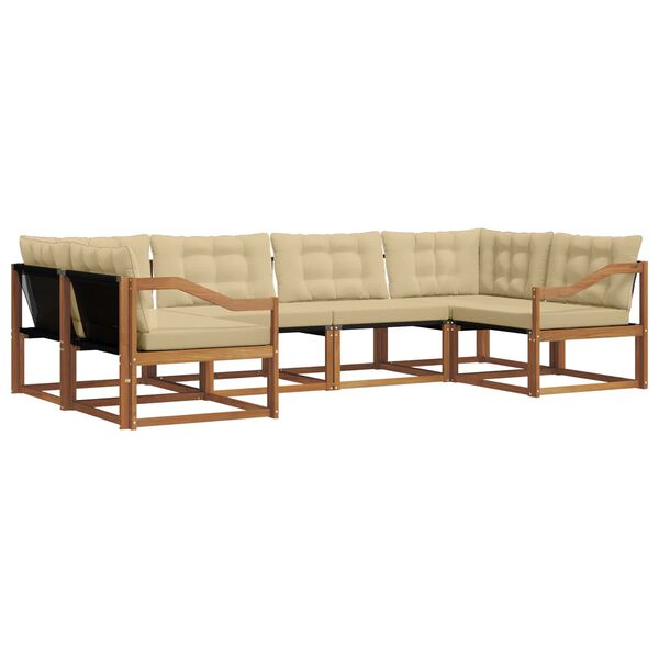 vidaXL Conjunto de Sof&aacute;s para Exterior 6 pcs Natural e Bege