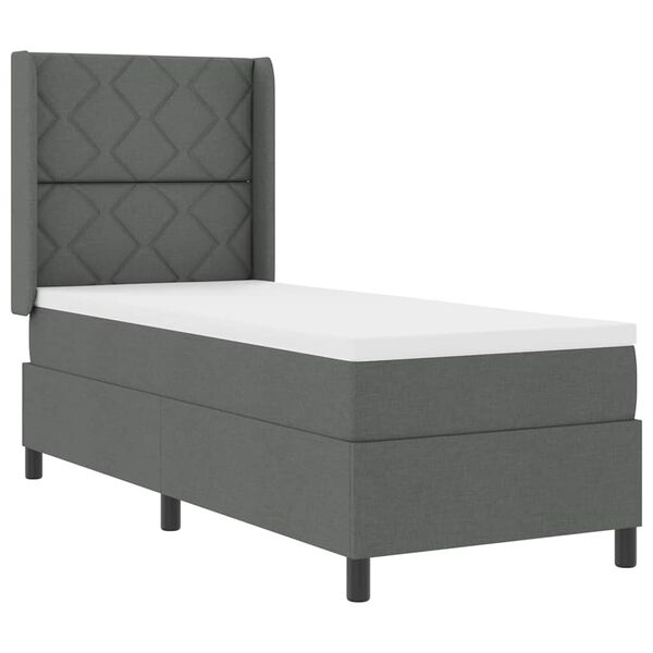 vidaXL Cama Box com colch&atilde;o Cinza Escuro 200 x 80 cm tecido
