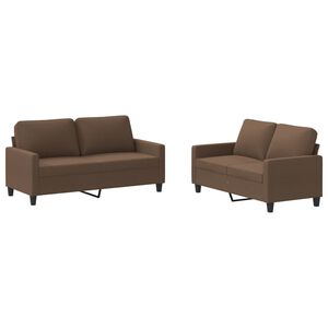 vidaXL 2 pcs conjunto de sof&aacute;s com almofad&otilde;es tecido castanho