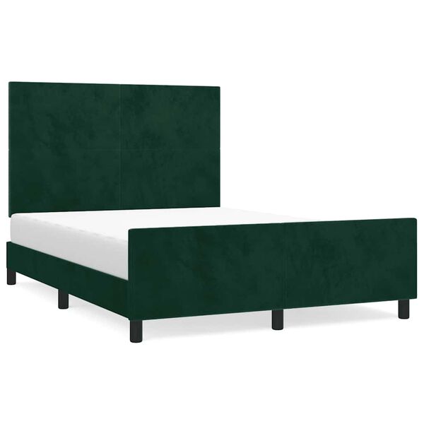 vidaXL Estrutura de cama sem colch&atilde;o 140x200 cm veludo verde-escuro