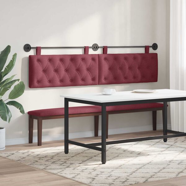 vidaXL Cabeceira Suspensa Vinho Vermelho 210 x 55 x 7 cm tecido