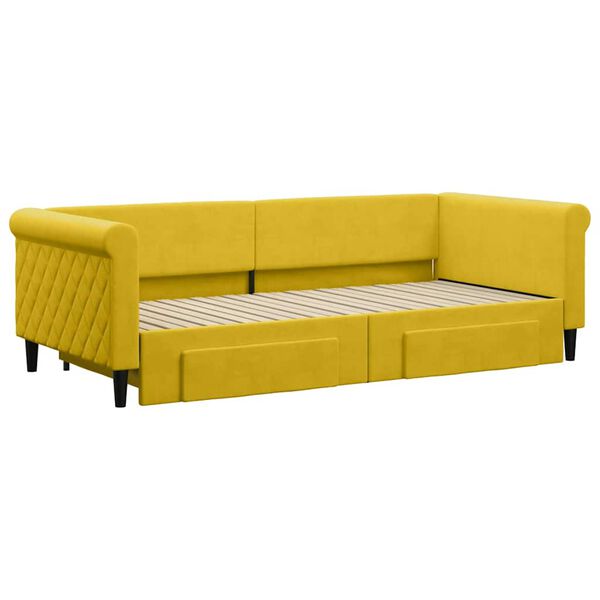 vidaXL Sof&aacute;-cama com gavet&atilde;o e gavetas 90x200 cm veludo amarelo
