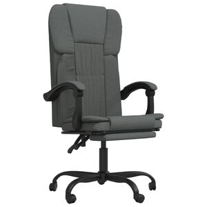 vidaXL Cadeira de escrit&oacute;rio reclin&aacute;vel tecido cinzento-escuro