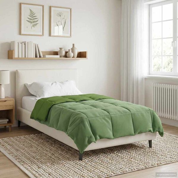 vidaXL Edredom de Inverno Colchonete Verde 140 x 200 cm Microfibra