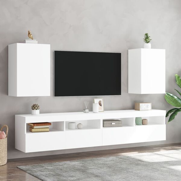 vidaXL M&oacute;veis parede p/ TV 2pcs 40,5x30x60 cm derivados madeira branco