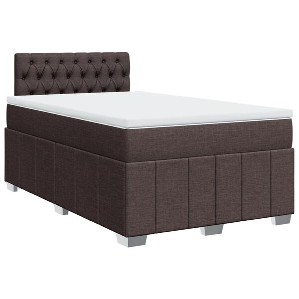 vidaXL Cama boxspring com colch&atilde;o 120x190 cm tecido castanho-escuro