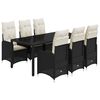 vidaXL 7 pcs conjunto de bistr&ocirc; p/ jardim c/ almofad&otilde;es vime PE preto