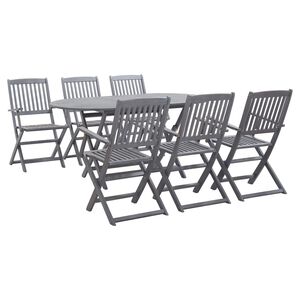 vidaXL 7 pcs conjunto de jantar jardim madeira acácia maciça cinzento