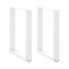 vidaXL P&eacute;s para mesa de jantar em formato de U, 2 pe&ccedil;as, branco, 60x(72-73) cm, a&ccedil;o